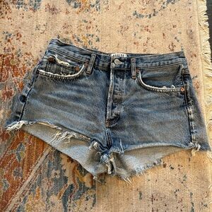 Agolde Frayed Hem Jean Shorts - Blue